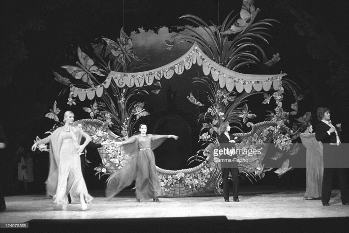 Photograph of the French fashion presentations at the 1973 Versailles fashion show, by Daniel Simon via Getty Images