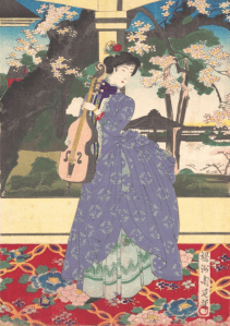 A Dance Party: Enjoying Cherry Blossom Viewing at Ueno (Tōbukai Ueno ōka yūran no zu) Yōshū (Hashimoto) Chikanobu  (Japanese, 1838–1912)