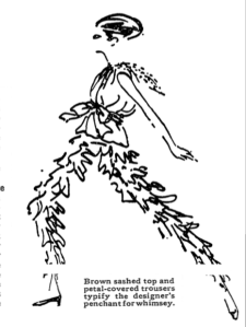 Givenchy pant-suit featured in the New York Times on February 2, 1968. 