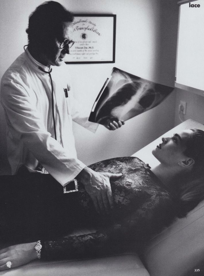 Givenchy design featured in Vogue magazine, photographed by Helmut Newton, November, 11, 1990, pg 335. 